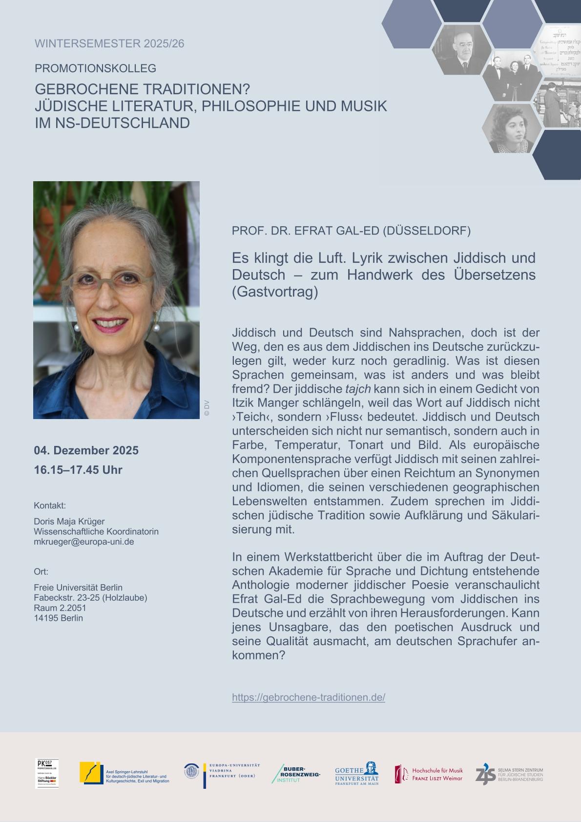 Plakat (Gastvortrag) Efrat Gal-Ed