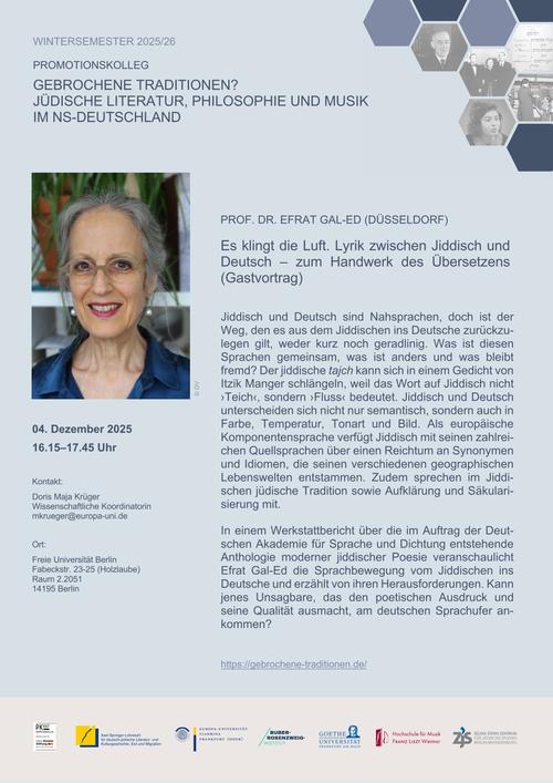 Plakat (Gastvortrag) Efrat Gal-Ed