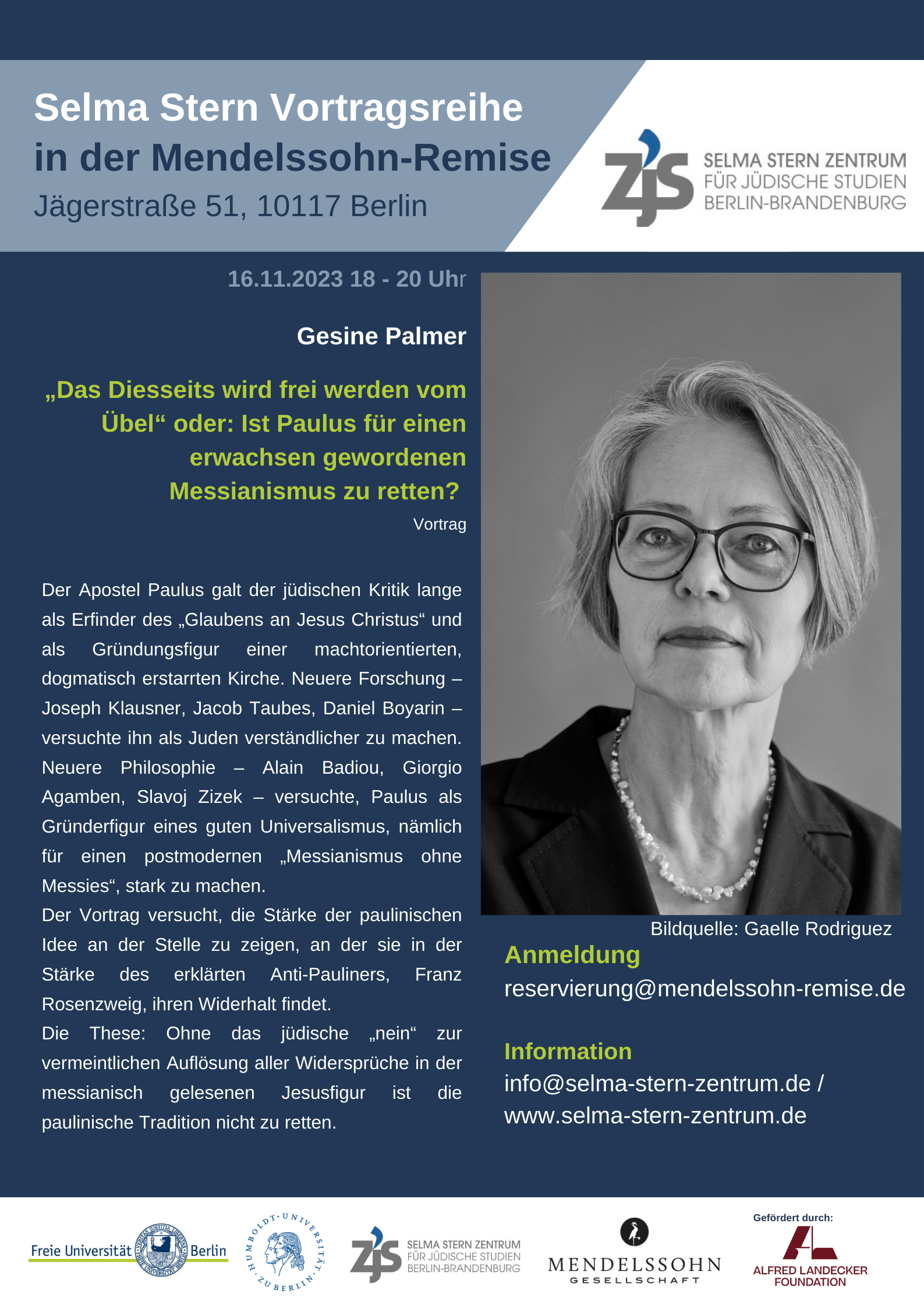 Gesine Palmer_Paulus für einen erwachsen gewordenen Messianismus 16.11.2023